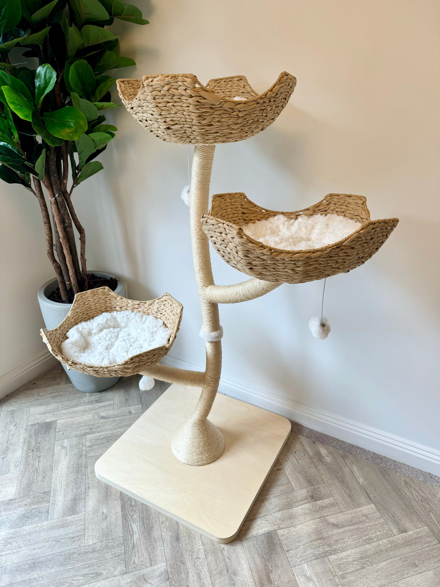DAMAGED BOX Aesthetic Natural Neutral Bonsai style cat tree tower
